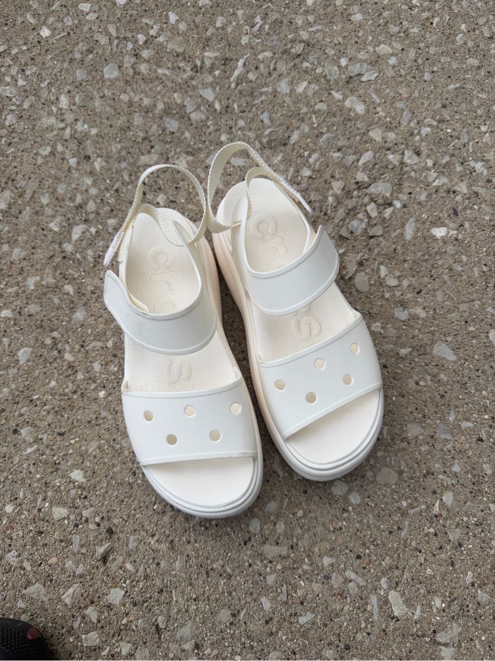 CROCS White Slingback Platform Sandals